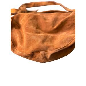 Free People Suni Suede Leather 
Crescent Shaped Shoulder Bag Brown